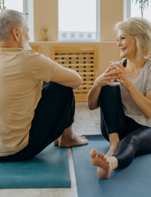 Couple talking with smile